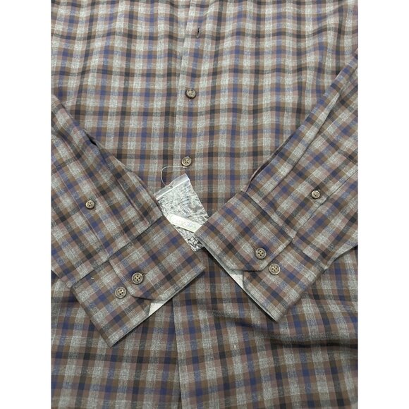 Joseph Abboud Men's Gray Multi Check Long-Sleeve BD Dress Shirt Size XL NWT - Picture 3 of 6